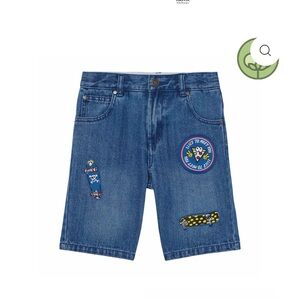 Blue Denim Shorts with Fun Patches by Stella McCartney
